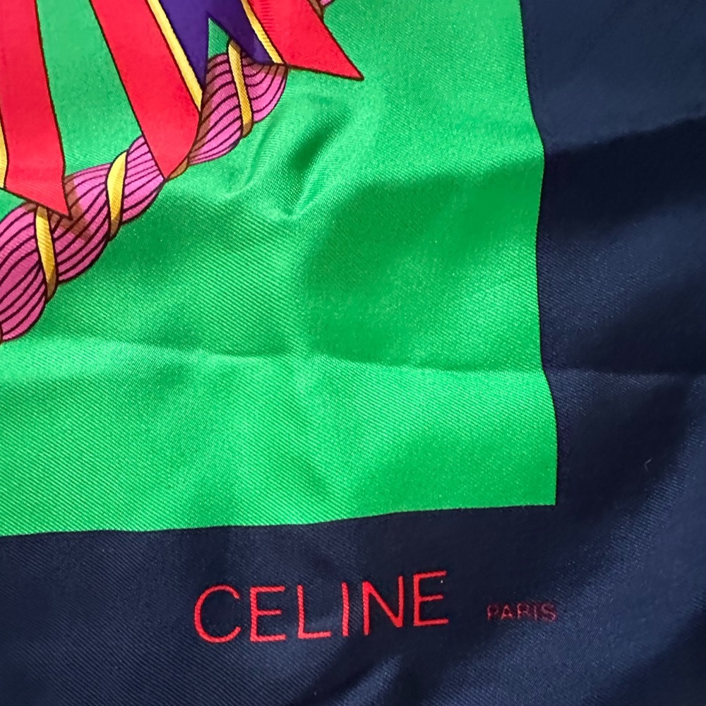 Celine Scarf Loop & Rosette Pattern 34.5x34.5in S… - image 4